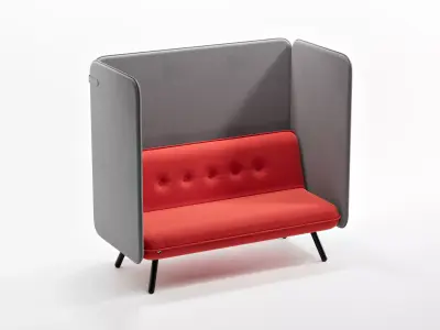 Two Seater Sofa with Writing Acoustic Screen - Koenig Neurath 3D model