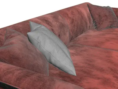 Red bench sofa 3ds model Free 3D model