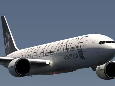 ANIMATED Boeing 777-200ER - United Airlines Star Alliance Livery 3D model