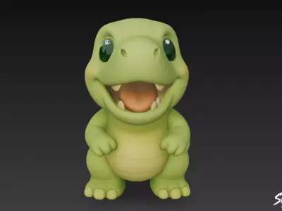 Cartoon Plush Tyrannosaurus Low-poly 3D model