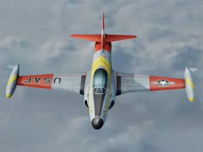 F-94A Starfire jet fighter Hand painted game model Low-poly 3D model