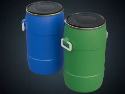 Plastic Barrel 1A Low-poly 3D model