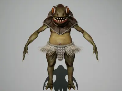 Gecko warrior Low-poly 3D model