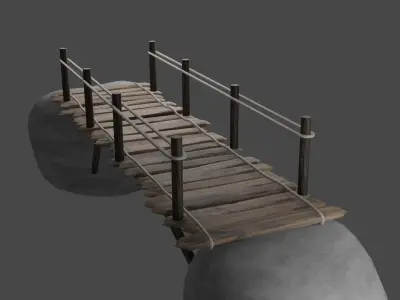 old wooden bridge Free low-poly 3D model