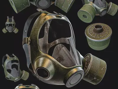 GAS Mask PBR Low-poly 3D model