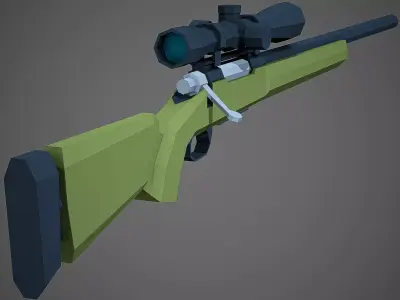 Stylized M24 Sniper Rifle Low Poly Mobile Ready Low-poly 3D model