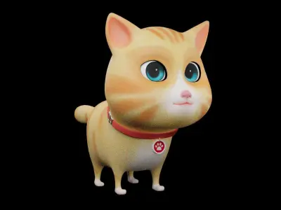 Cartoon Cat fully Rigged Low-poly 3D model