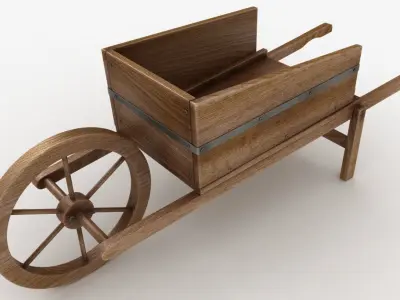 Wooden Wheelbarrow 3D model