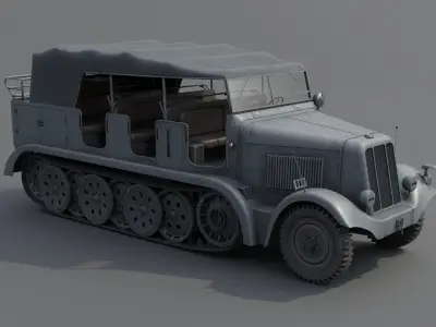 SdKfz7 Halftracked Artillery Tractor Low-poly 3D model