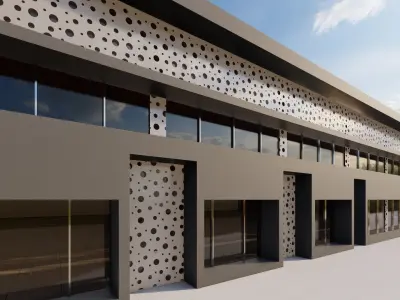 Minimalist 2 storey building 3D model