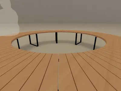 Circular Timber Bench Low-poly 3D model