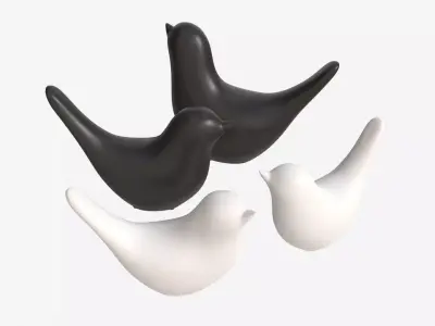 Decorative Ceramic Birds Set 3D model
