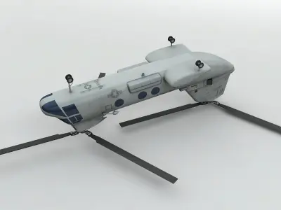CH46 Seaknight Helicopter -2 Low-poly 3D model