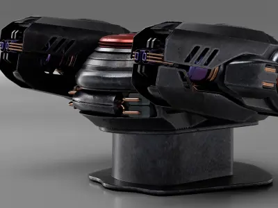 Sci fi Heavy Defense Gun Mount Rigged for Maya 3D model
