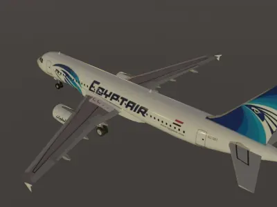 Egyptair airbus a320-232 low poly 3D Model  Low-poly 3D model