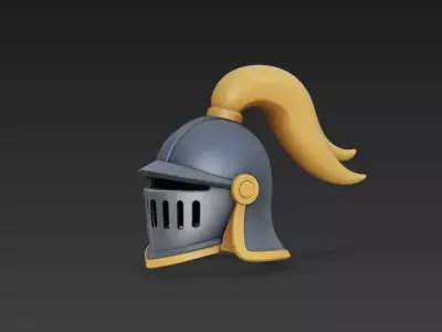 Stylized Medieval Knight Helmet 3D Model  PBR Asset 4K Textures 3D model