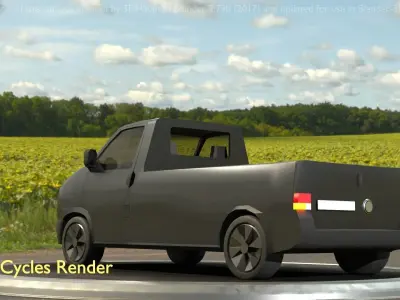 City Car 4 Commercial Pickup 3500 Type-C Black Low-poly 3D model