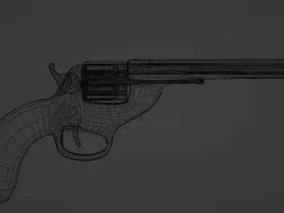 Stylized Revolver Pistol  Low-poly 3D model