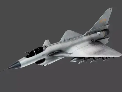 chengdu j 10 Aircraft 3D Model with Textures PBR Animated Low-poly 3D model