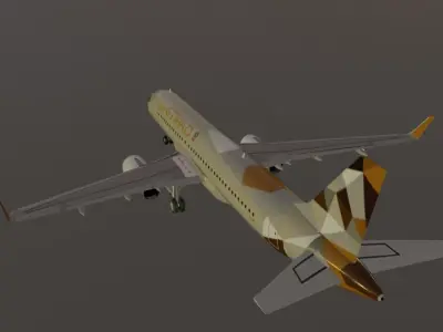 Etihad Airbus a320-232 low poly 3D model  Low-poly 3D model