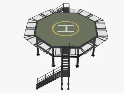 Octagonal Heliport Low-poly 3D model