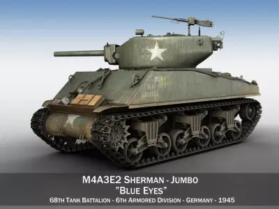 M4A3E2 - Sherman Jumbo - Blue Eyes 3D model