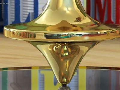 ForeverSpin Gold Spinning Top with Base 3D model