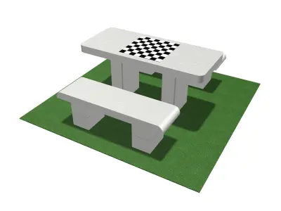 Picnic Table with Bench 3D model