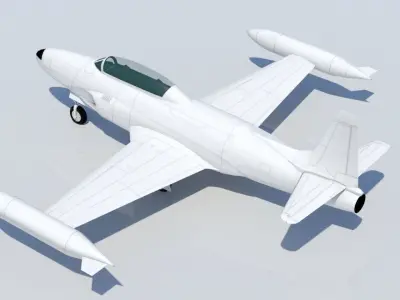 Lockheed T33 Shooting Star Static Low Poly Blank Trainer Low-poly 3D model