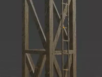 watchtower model wooden tower with ladders 3D model