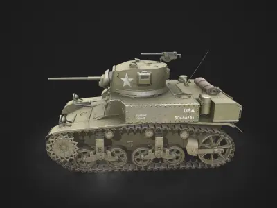 M3 Stuart Light US Tank  Low-poly 3D model