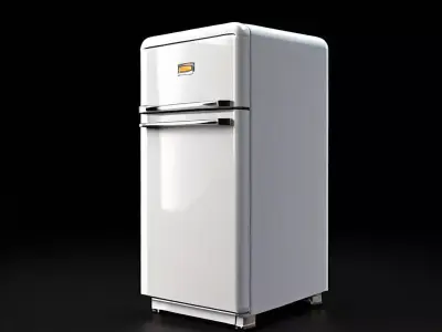 Retro White Refrigerator 3D Model Classic Stylized Kitchen Prop Low-poly 3D model
