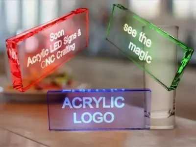 Acrylic with led signs Low-poly 3D model