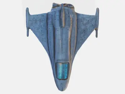 A sleek futuristic blue spacecraft 3D model