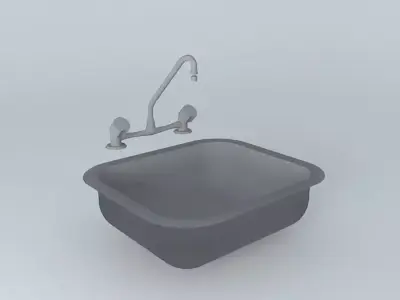 Cuba / Sink and Faucet Steel Free 3D model