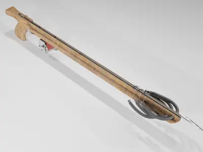 Wooden Speargun Low-poly 3D model