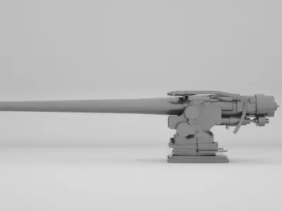 5 inch - 127mm 51 Mk13 Single Naval Gun 3D model