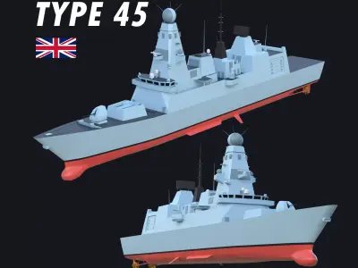  TYPE 45 Destroyer Low-Poly 3D model