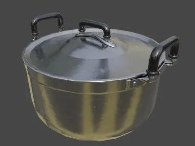 Vintage stainless cooking pot Free 3D model