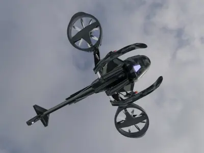 Low Poly Helicopter rc flying in sky Low-poly 3D model