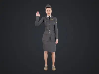 World War II female soldiers Low-poly 3D model