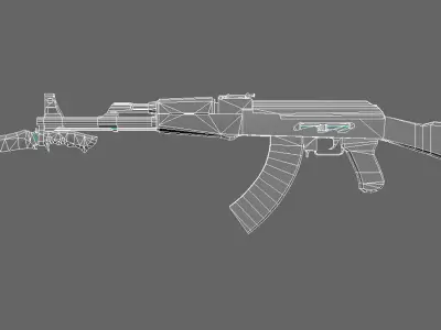 Ak47 VINTAGE Low-poly 3D model