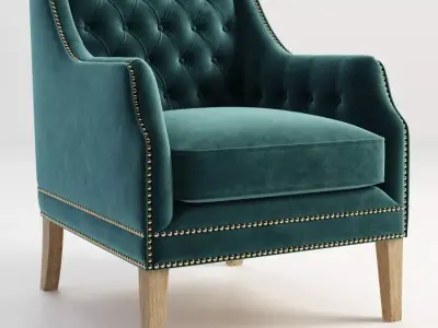 chair teal velvet accent Free 3D print model