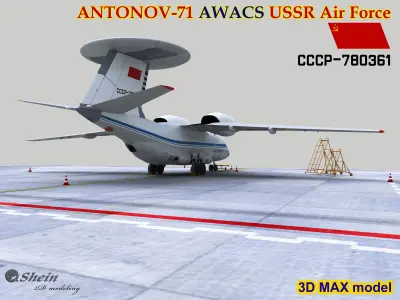 ANTONOV-71 AWACS USSR Air Force Low-poly 3D model