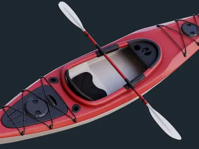 Low Poly PBR Kayak Low-poly 3D model