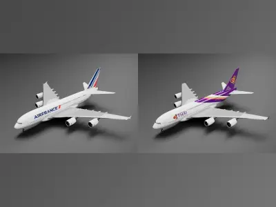 Airbus A380-800 6 Liveries Pack 3D Model Collection