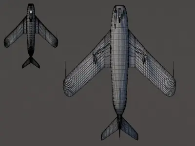 mig-17 silver fighter jet Low-poly 3D model