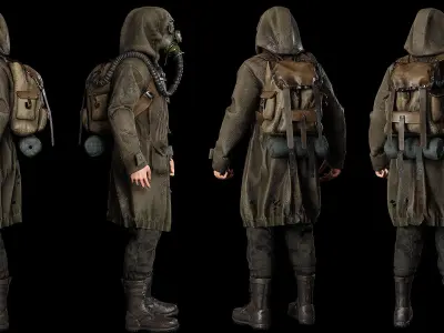 Post apocalyptic survivor 2 Game ready low poly character Low-poly 3D model
