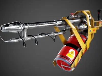 Flamethrower Low-poly 3D model 2