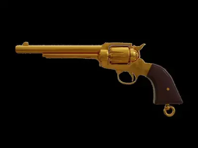 Golden Pistol 3D Asset 3D model